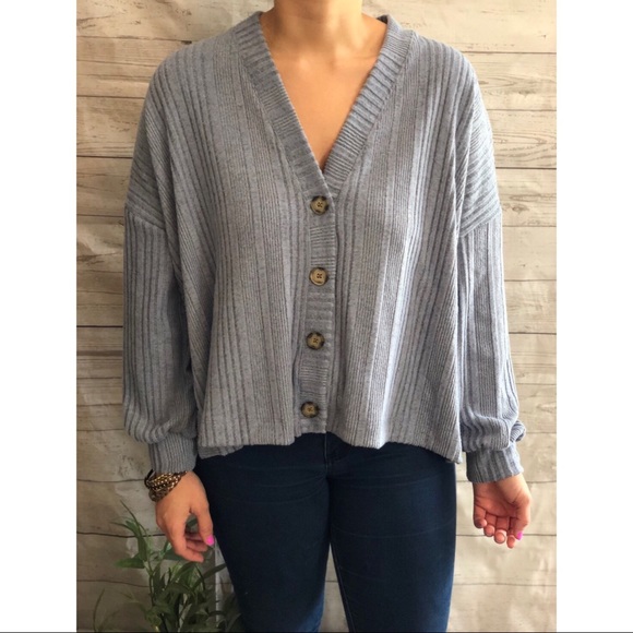 Light Blue Button Up Cardigan 2 in 1 Sweater - Picture 5 of 5